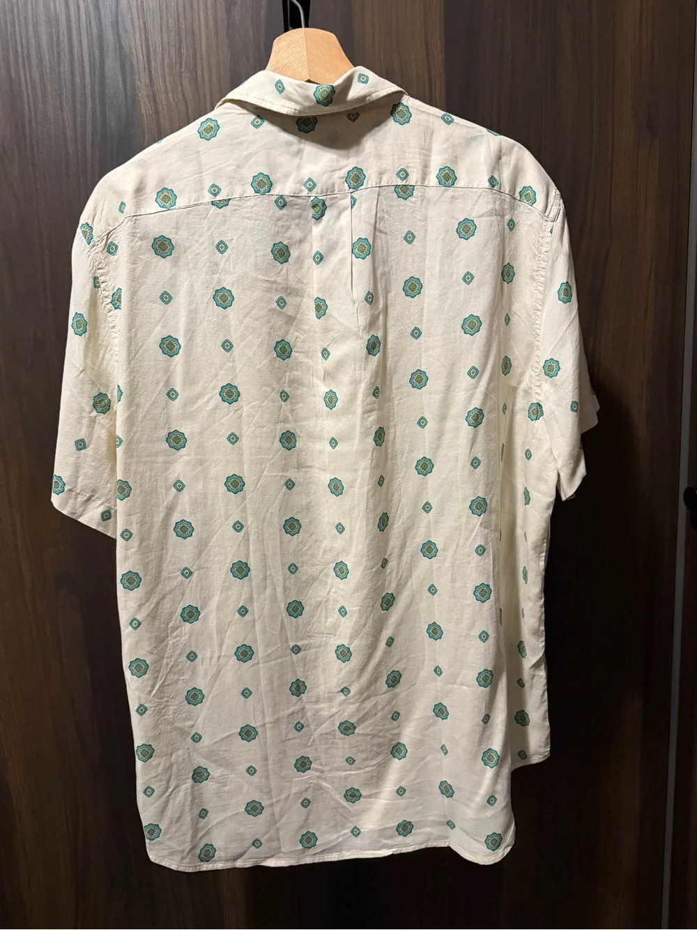 J.Crew TENCEL lyocell Shirt Point Collar Calais Foulard Green Medallion Tile L